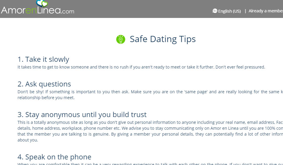 Amor en Linea Safe and Secure