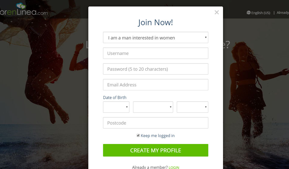 Amor en Linea Signing-Up
